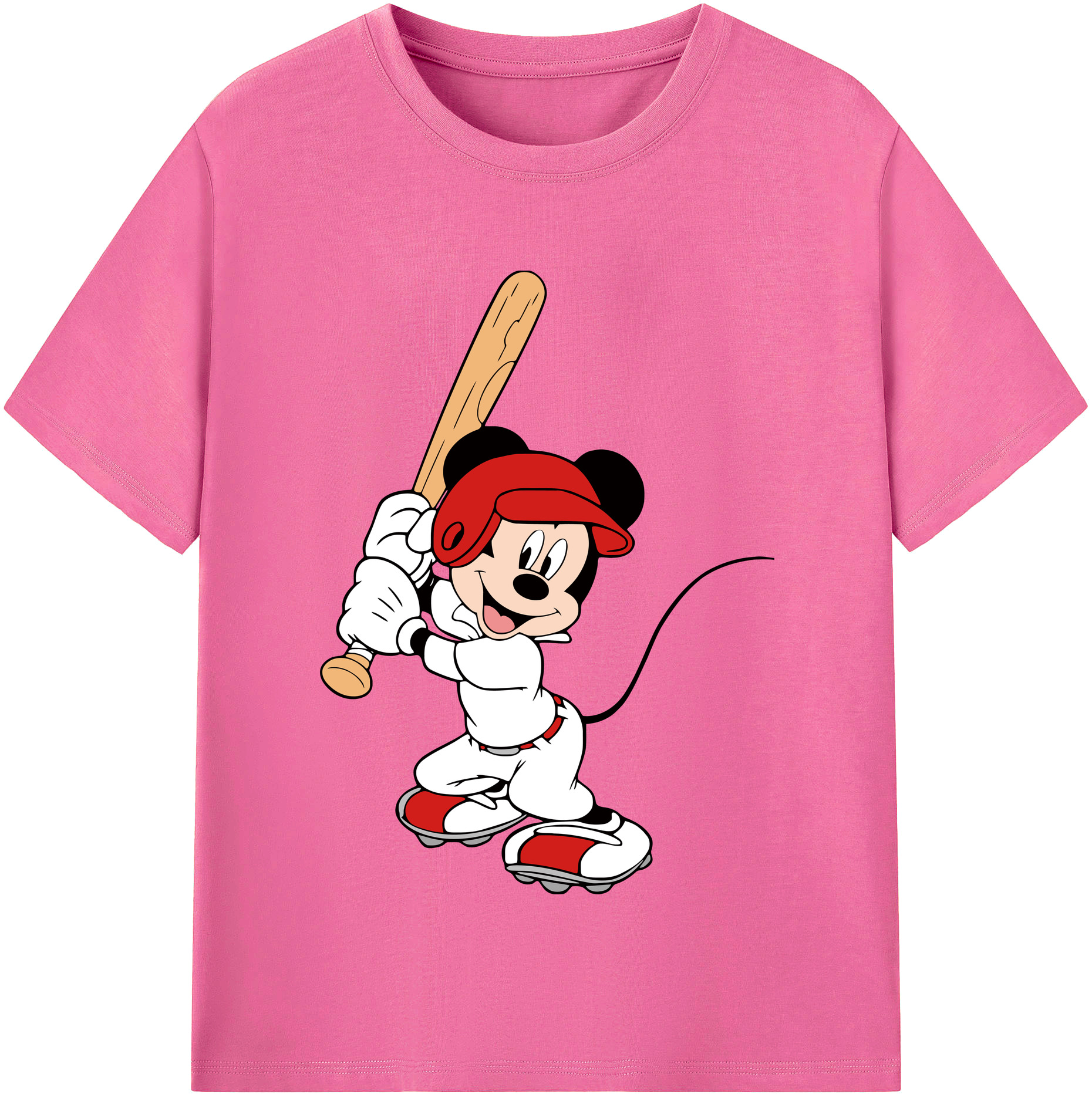 （画像用） ミッキーマウス Mickey Mouse レディースカジュアルプリントTシャツ（綿100％）